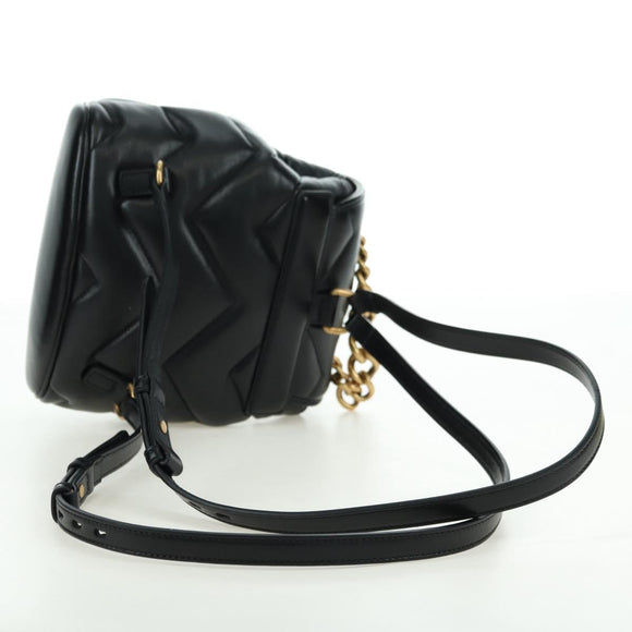 GUCCI GG Marmont Backpack Leather Black Gold 777253 Auth BA12395SAV