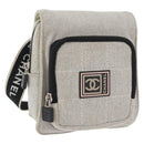 CHANEL Sports Line Waist bag Cotton Gray Silver CC Auth BA12396A-1