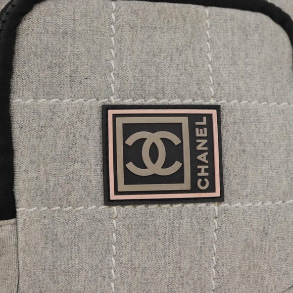 CHANEL Sports Line Waist bag Cotton Gray Silver CC Auth BA12396A