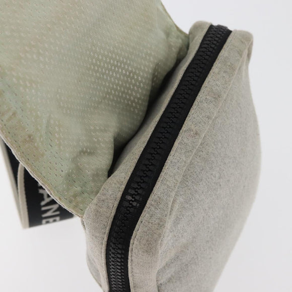 CHANEL Sports Line Waist bag Cotton Gray Silver CC Auth BA12396A