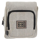 CHANEL Sports Line Waist bag Cotton Gray Silver CC Auth BA12396A-2