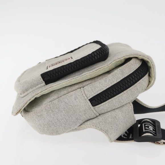 CHANEL Sports Line Waist bag Cotton Gray Silver CC Auth BA12396A
