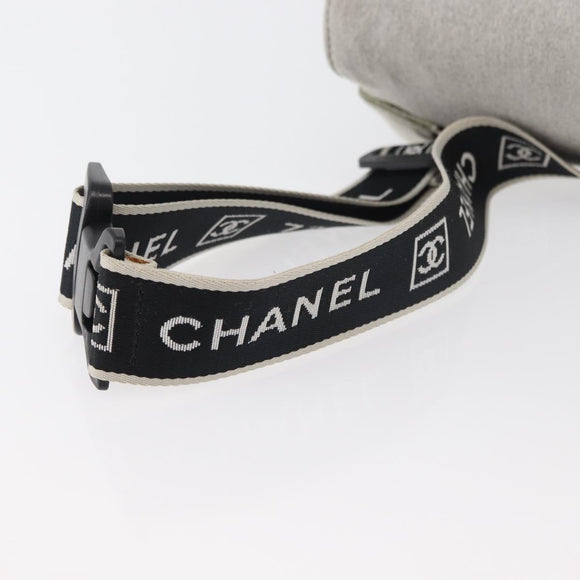 CHANEL Sports Line Waist bag Cotton Gray Silver CC Auth BA12396A