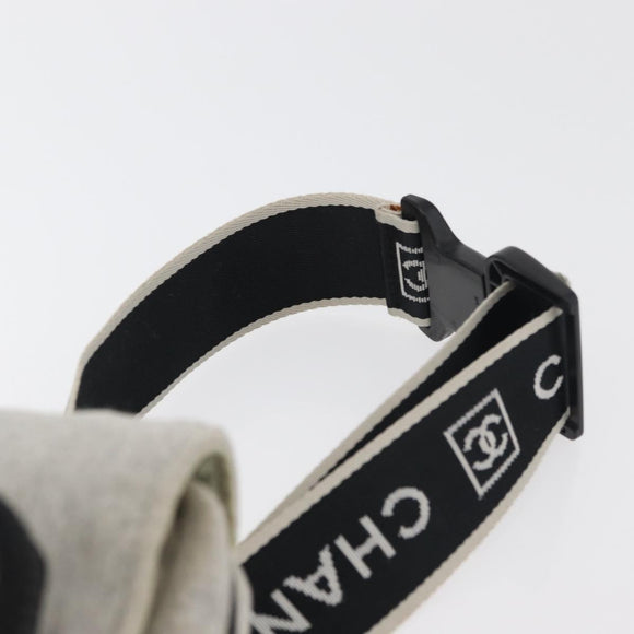 CHANEL Sports Line Waist bag Cotton Gray Silver CC Auth BA12396A
