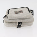 CHANEL Sports Line Waist bag Cotton Gray Silver CC Auth BA12396A-9