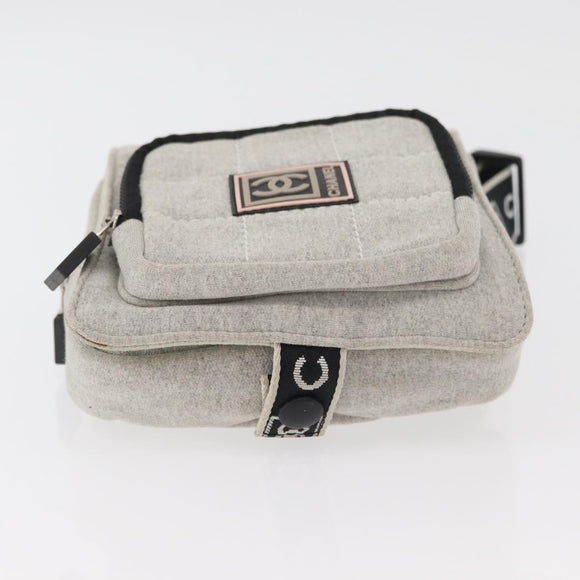CHANEL Sports Line Waist bag Cotton Gray Silver CC Auth BA12396A