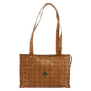 MCM Vicetos Logogram Tote Bag PVC Leather Brown Gold Auth BA12397A-2