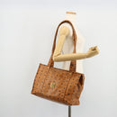 MCM Vicetos Logogram Tote Bag PVC Leather Brown Gold Auth BA12397A-22