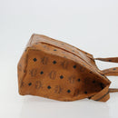 MCM Vicetos Logogram Tote Bag PVC Leather Brown Gold Auth BA12397A-4