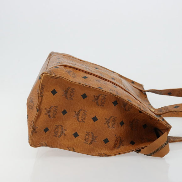 MCM Vicetos Logogram Tote Bag PVC Leather Brown Gold Auth BA12397A
