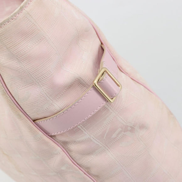 CHANEL New Travel Line Tote Bag Nylon Pink Gold CC Auth BA12398