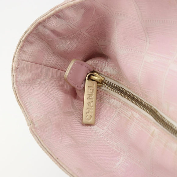 CHANEL New Travel Line Tote Bag Nylon Pink Gold CC Auth BA12398