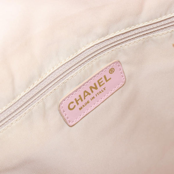 CHANEL New Travel Line Tote Bag Nylon Pink Gold CC Auth BA12398