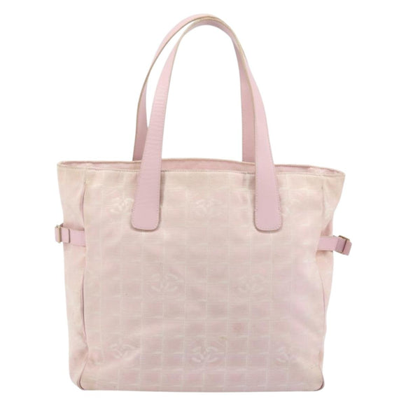 CHANEL New Travel Line Tote Bag Nylon Pink Gold CC Auth BA12398