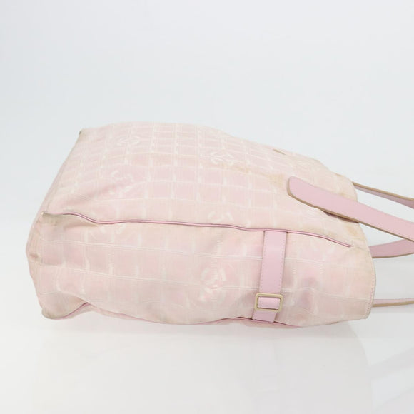 CHANEL New Travel Line Tote Bag Nylon Pink Gold CC Auth BA12398