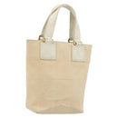 CHANEL Choco Bar Wild Stitch Hand Bag Canvas Beige Gold CC Auth BA12400A-1