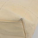 CHANEL Choco Bar Wild Stitch Hand Bag Canvas Beige Gold CC Auth BA12400A-8
