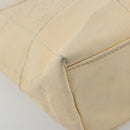 CHANEL Choco Bar Wild Stitch Hand Bag Canvas Beige Gold CC Auth BA12400A-15