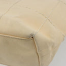 CHANEL Choco Bar Wild Stitch Hand Bag Canvas Beige Gold CC Auth BA12400A-16