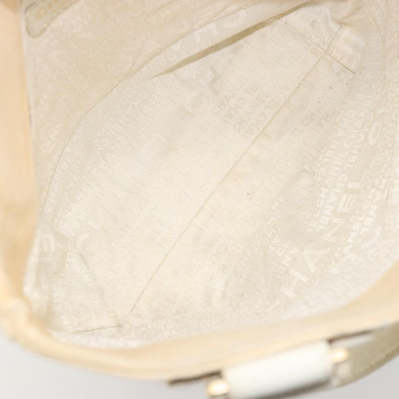 CHANEL Choco Bar Wild Stitch Hand Bag Canvas Beige Gold CC Auth BA12400A