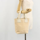 CHANEL Choco Bar Wild Stitch Hand Bag Canvas Beige Gold CC Auth BA12400A-22
