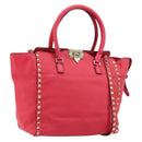 VALENTINO Tote Bag Leather 2way Red Gold Auth BA12401-1