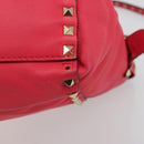 VALENTINO Tote Bag Leather 2way Red Gold Auth BA12401-6