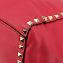 VALENTINO Tote Bag Leather 2way Red Gold Auth BA12401-17