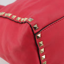 VALENTINO Tote Bag Leather 2way Red Gold Auth BA12401-18