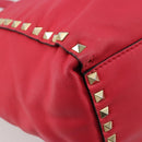VALENTINO Tote Bag Leather 2way Red Gold Auth BA12401-20