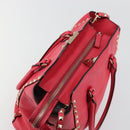 VALENTINO Tote Bag Leather 2way Red Gold Auth BA12401-9