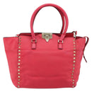 VALENTINO Tote Bag Leather 2way Red Gold Auth BA12401-13