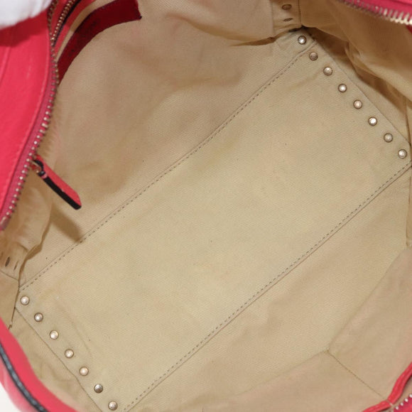 VALENTINO Tote Bag Leather 2way Red Gold Auth BA12401