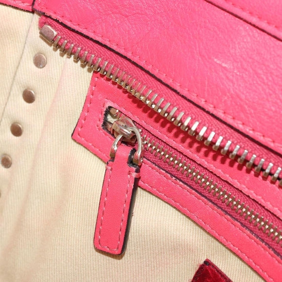 VALENTINO Tote Bag Leather 2way Red Gold Auth BA12401