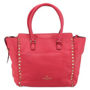 VALENTINO Tote Bag Leather 2way Red Gold Auth BA12401-2
