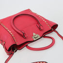 VALENTINO Tote Bag Leather 2way Red Gold Auth BA12401-14