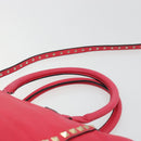 VALENTINO Tote Bag Leather 2way Red Gold Auth BA12401-15