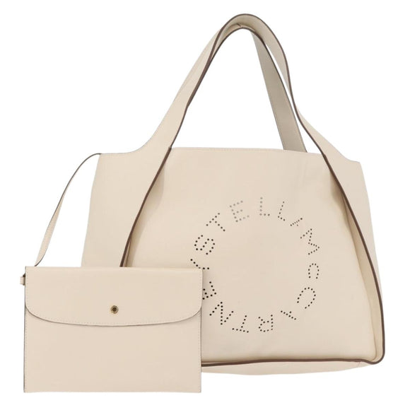 Stella MacCartney Tote Bag Leather Ivory Gold Auth BA12402A