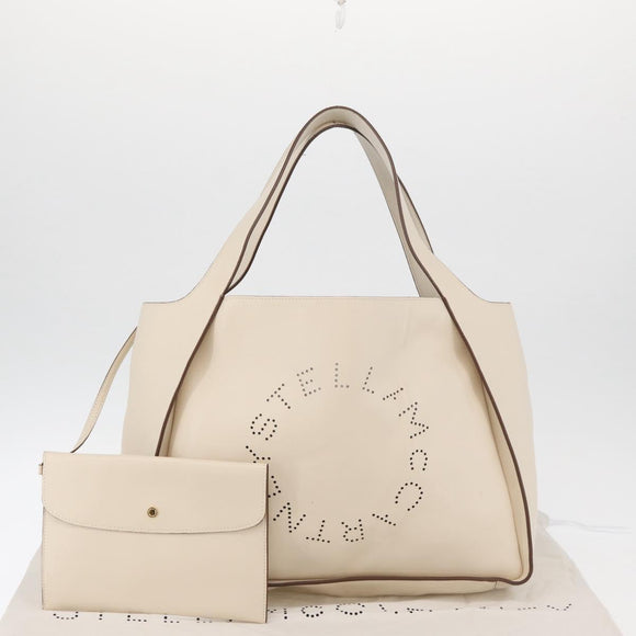Stella MacCartney Tote Bag Leather Ivory Gold Auth BA12402A