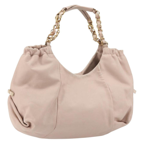 Salvatore Ferragamo Vala Chain Hand Bag Leather Pink Gold Auth BA12403A