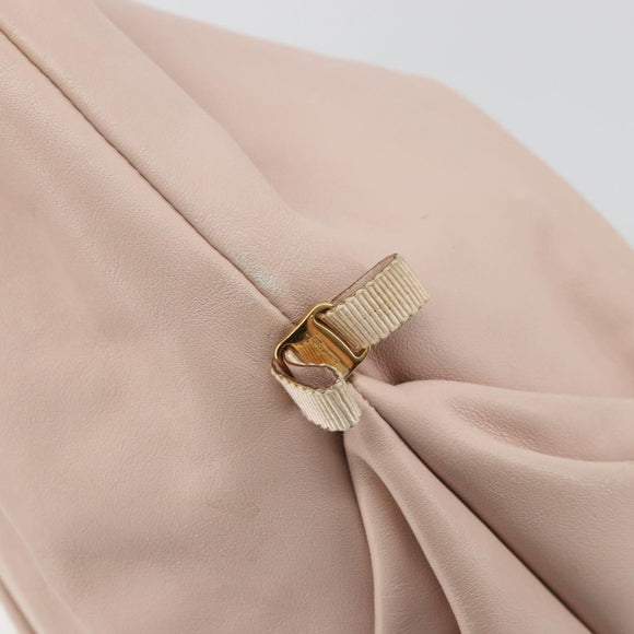 Salvatore Ferragamo Vala Chain Hand Bag Leather Pink Gold Auth BA12403A