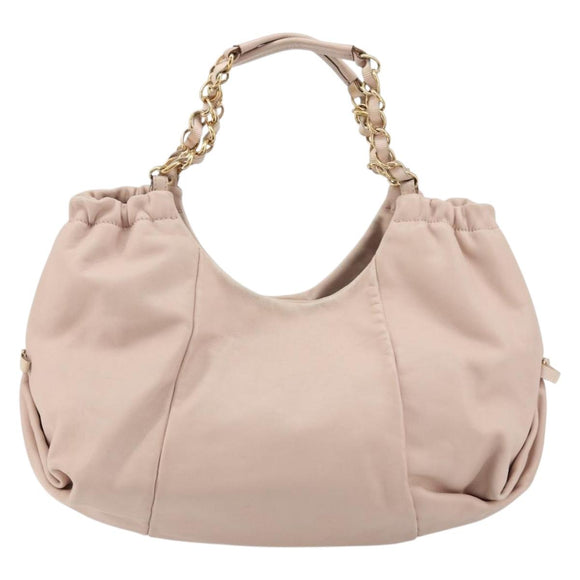Salvatore Ferragamo Vala Chain Hand Bag Leather Pink Gold Auth BA12403A