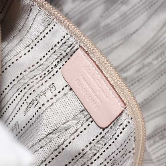 Salvatore Ferragamo Vala Chain Hand Bag Leather Pink Gold Auth BA12403A