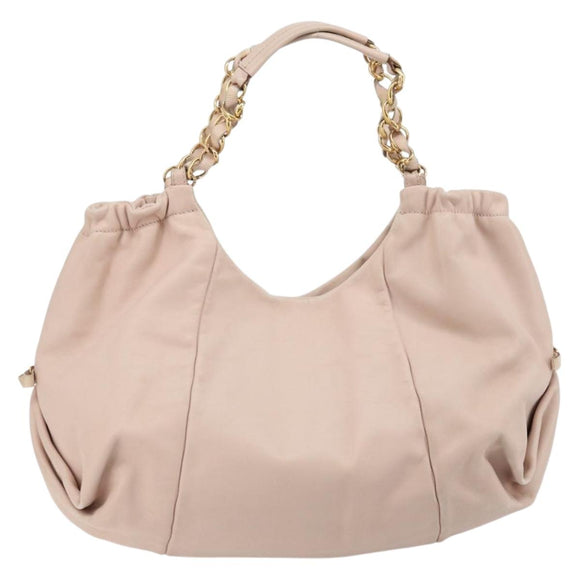 Salvatore Ferragamo Vala Chain Hand Bag Leather Pink Gold Auth BA12403A