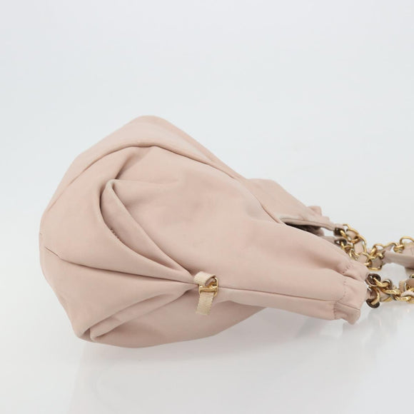 Salvatore Ferragamo Vala Chain Hand Bag Leather Pink Gold Auth BA12403A