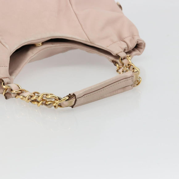 Salvatore Ferragamo Vala Chain Hand Bag Leather Pink Gold Auth BA12403A