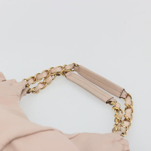Salvatore Ferragamo Vala Chain Hand Bag Leather Pink Gold Auth BA12403A