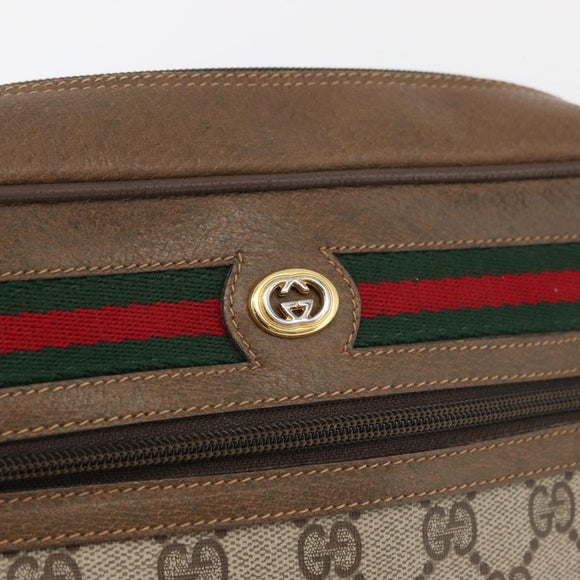 GUCCI GG Supreme Web Sherry Line Bag PVC Beige Gold 119 02 088 Auth BA12405
