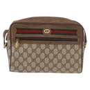 GUCCI GG Supreme Web Sherry Line Bag PVC Beige Gold 119 02 088 Auth BA12405-13