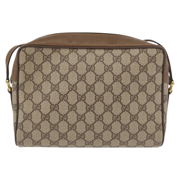 GUCCI GG Supreme Web Sherry Line Bag PVC Beige Gold 119 02 088 Auth BA12405